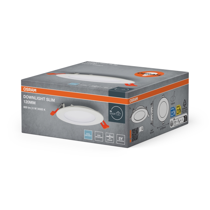 Osram - vgradna LED stropna svetilka SLIM, 8 W, 230 V, 6500 K, premer 12 cm