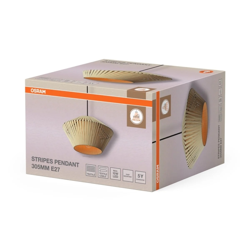 Osram - Viseča svetilka na kablu DECOR STRIPES 1xE27/10W/230V premer 30,5 cm bež