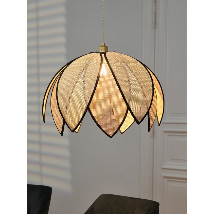 Osram - Viseča svetilka na vrvici DECOR RATTAN 1xE27/15W/230V, premer 67 cm, bež/črna