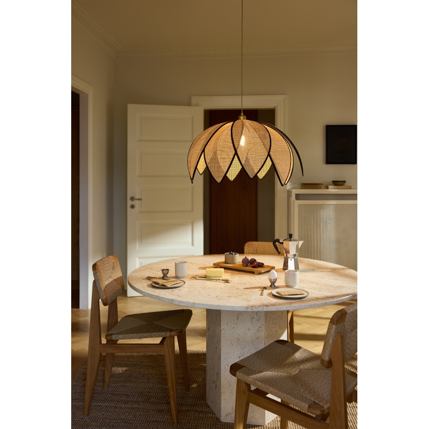 Osram - Viseča svetilka na vrvici DECOR RATTAN 1xE27/15W/230V, premer 67 cm, bež/črna