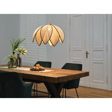 Osram - Viseča svetilka na vrvici DECOR RATTAN 1xE27/15W/230V, premer 67 cm, bež/črna