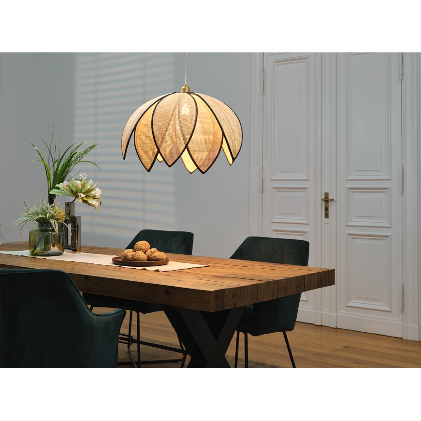 Osram - Viseča svetilka na vrvici DECOR RATTAN 1xE27/15W/230V, premer 67 cm, bež/črna