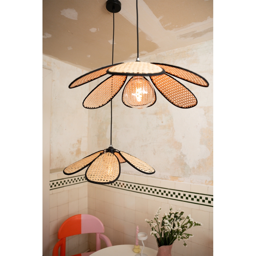 Osram - Viseča svetilka z obesnim kablom DECOR RATTAN 1xE27/15W/230V Ø 58 cm bež/črna