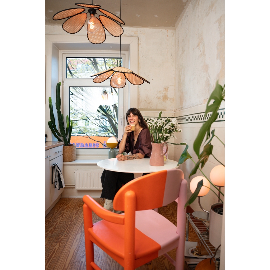 Osram - Viseča svetilka z obesnim kablom DECOR RATTAN 1xE27/15W/230V Ø 58 cm bež/črna