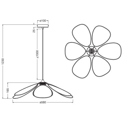 Osram - Viseča svetilka z obesnim kablom DECOR RATTAN 1xE27/15W/230V Ø 58 cm bež/črna