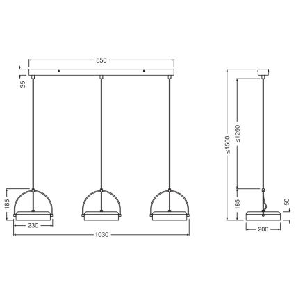 Osram - Viseči LED lestenec na kablu DECOR PUCK 3xLED/12W/230V črna