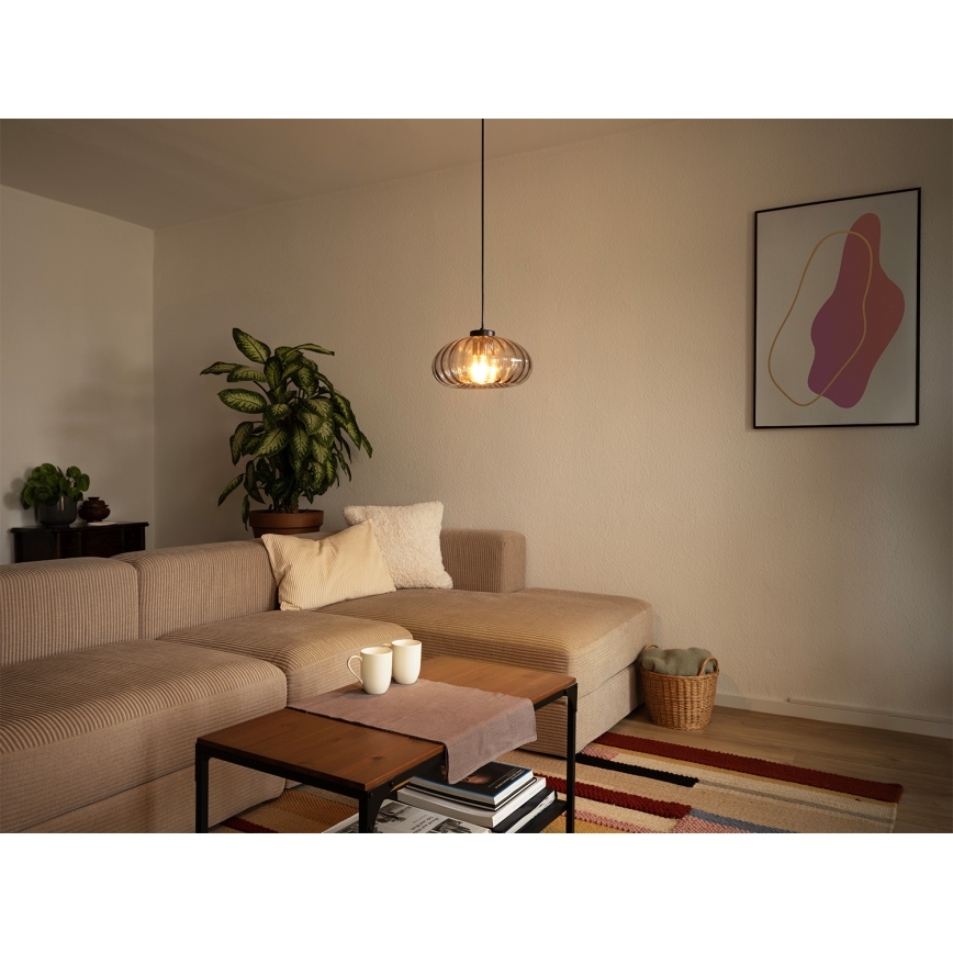 Osram - viseči lestenec na kablu DECOR SMOKE 1xE27/12W/230V, premer 28 cm, črna/dimno siva