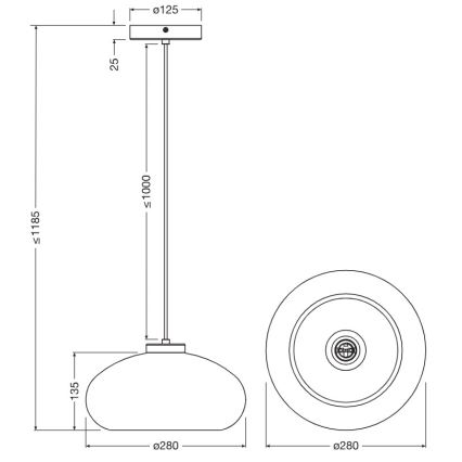Osram - viseči lestenec na kablu DECOR SMOKE 1xE27/12W/230V, premer 28 cm, črna/dimno siva