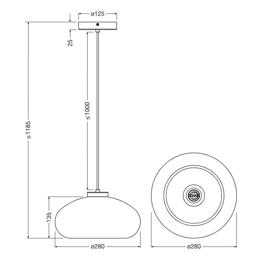 Osram - viseči lestenec na kablu DECOR SMOKE 1xE27/12W/230V, premer 28 cm, črna/dimno siva