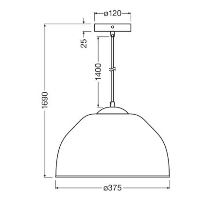 Osram - Viseči lestenec na vrvici CAMEL BELL 1xE27/9W/230V pr. 37,5 cm