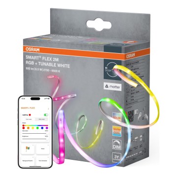 Osram - zatemljiv LED trak SMART+ FLEX RGB+TW, 2 m, 8,5 W, 230 V, 2700-6500 K, Wi-Fi