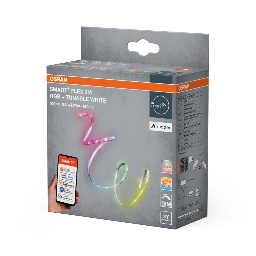 Osram - zatemljiv LED trak SMART+ FLEX RGB+TW, 2 m, 8,5 W, 230 V, 2700-6500 K, Wi-Fi