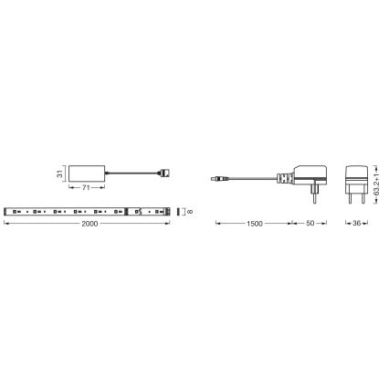 Osram - zatemljiv LED trak SMART+ FLEX RGB+TW, 2 m, 8,5 W, 230 V, 2700-6500 K, Wi-Fi