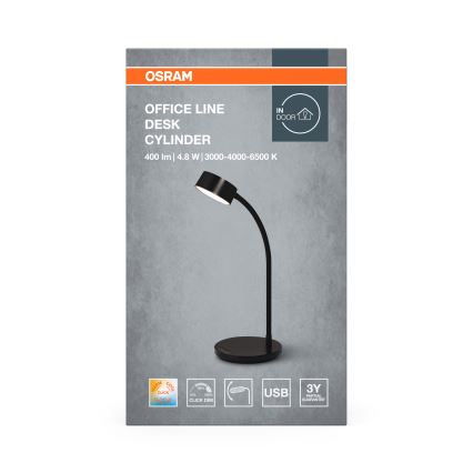 Osram - LED zatemnjevalna namizna svetilka OFFICE LINE LED/4,8W/230V 3000/4000/6500K črna