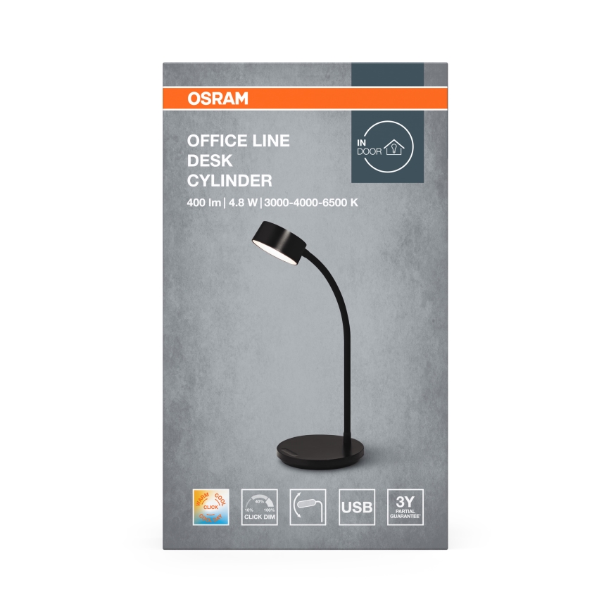 Osram - LED zatemnjevalna namizna svetilka OFFICE LINE LED/4,8W/230V 3000/4000/6500K črna