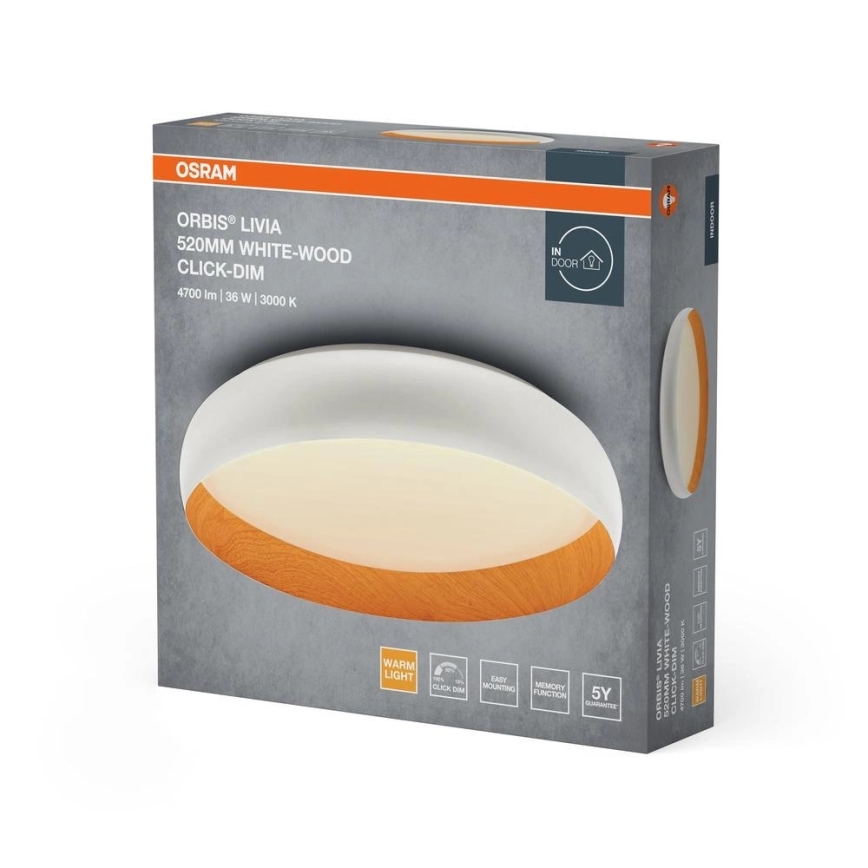 Osram - LED zatemnljivo stropno svetilo ORBIS LIVIA LED/36W/230V pr. 52 cm bela/rjava