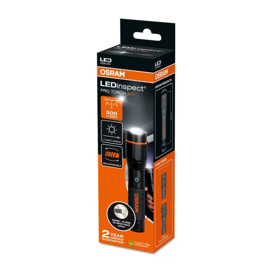 Osram - zatemnljiva polnilna LED svetilka LEDINSPECT PRO TORCH 500 LED/6W/3,7V 2200 mAh IP44