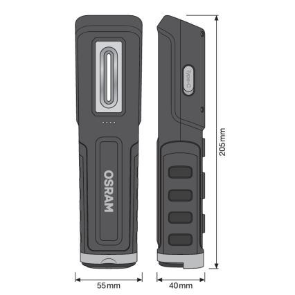 Osram - LED polnilna svetilka z nastavljivo svetlostjo LEDINSPECT WIRE-FREE PRO 600 LED/5W/3,7V IP54 2600 mAh
