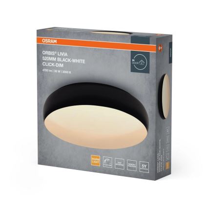 Osram - LED stropna svetilka ORBIS LIVIA LED/36W/230V, z nastavljivo jakostjo svetlobe, premer 52 cm, črna/bela