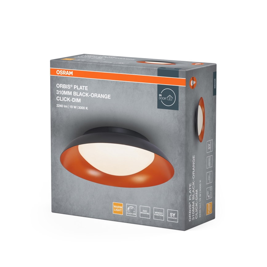 Osram - LED stropna svetilka z možnostjo zatemnitve ORBIS PLATE LED/35W/230V, premer 43 cm, oranžna/črna