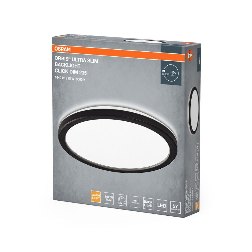 Osram - Zatemnjevalna LED stropna svetilka ORBIS ULTRA SLIM LED/15W/230V 3000K premer 23,5 cm črna