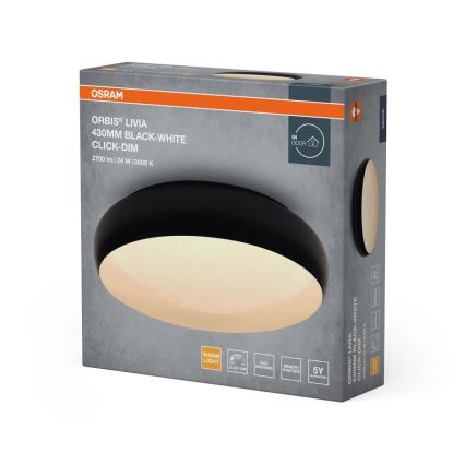 Osram - LED zatemnjivo stropno svetilo ORBIS LIVIA LED/24W/230V premer 43 cm črna/bela