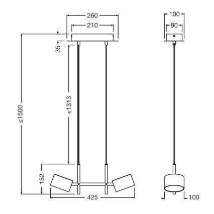 Osram - LED lestenec z možnostjo zatemnitve na kablu DECOR KYOTO 2xLED/10W/230V CRI 90 črn