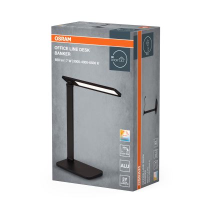 Osram - Zatemnljiva LED namizna svetilka OFFICE LINE LED/7W/230V 3000/4000/6500K črna