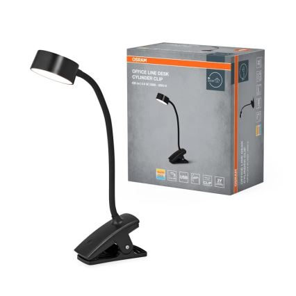 Osram - LED namizna svetilka s sponko OFFICE LINE LED/4,8W/230V 3000/4000/6500K črna z možnostjo zatemnitve