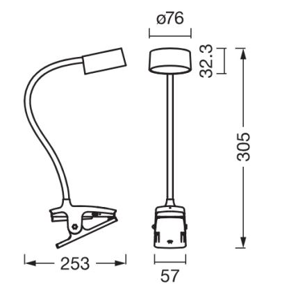 Osram - LED namizna svetilka s sponko OFFICE LINE LED/4,8W/230V 3000/4000/6500K črna z možnostjo zatemnitve