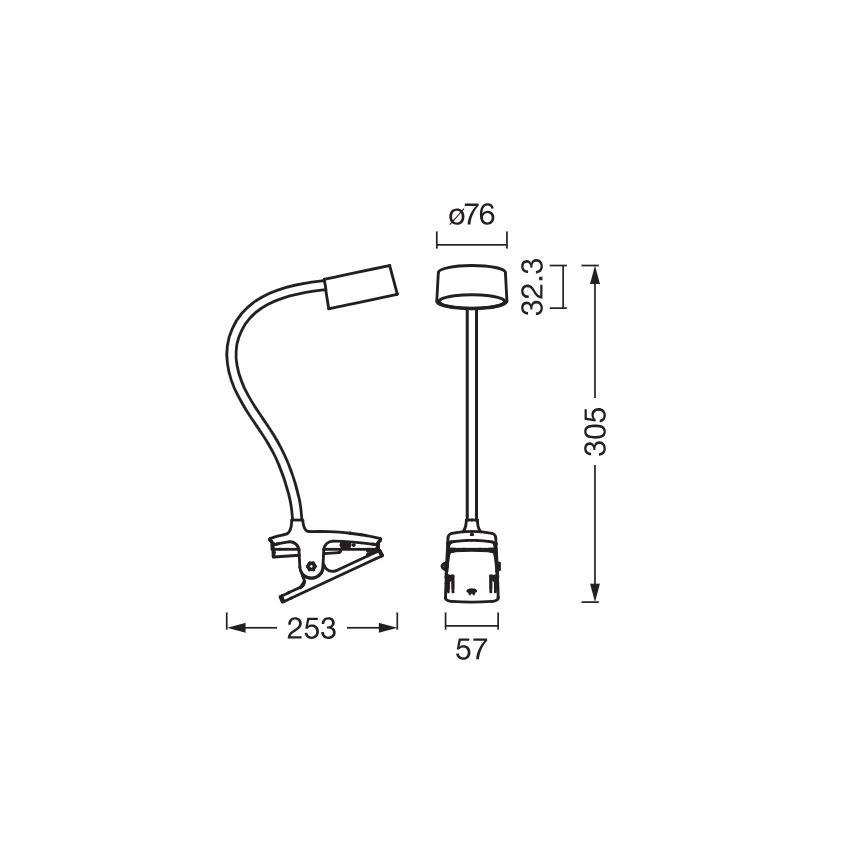 Osram - LED namizna svetilka s sponko OFFICE LINE LED/4,8W/230V 3000/4000/6500K črna z možnostjo zatemnitve