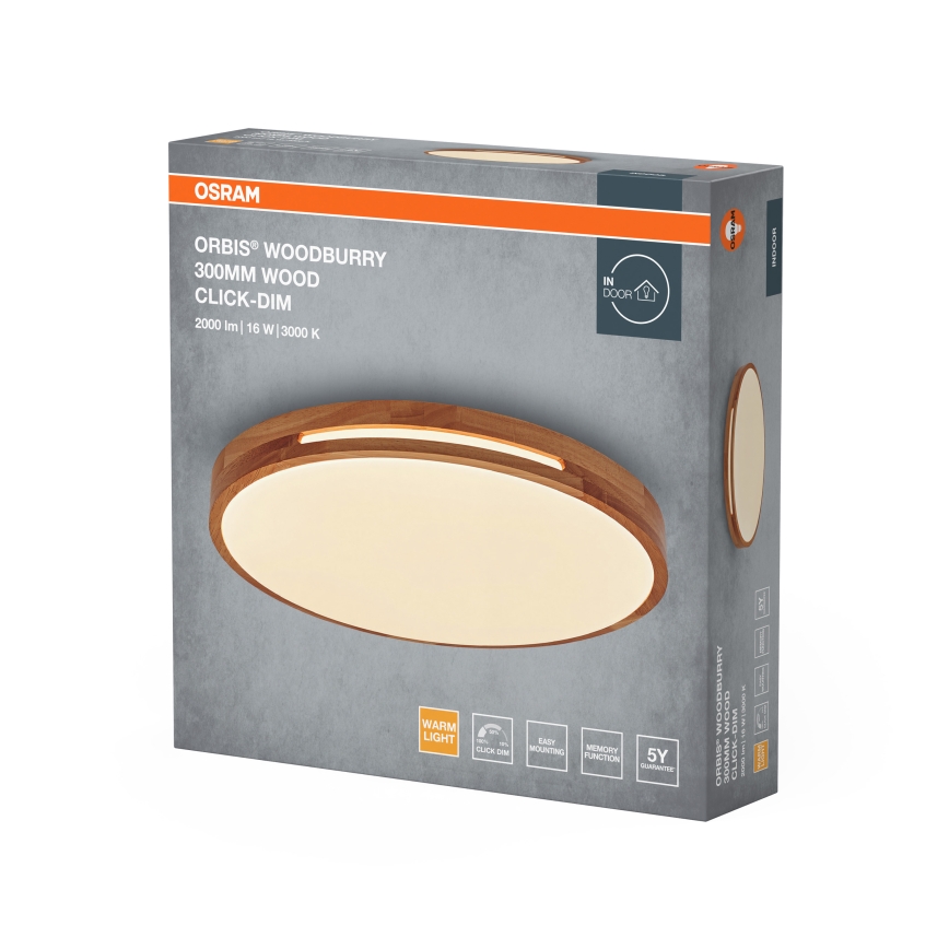 Osram - zatemnljiva LED stropna svetilka ORBIS WOODBURRY LED/16W/230V, premer 30 cm