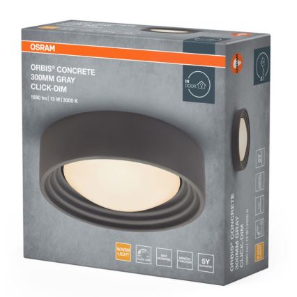 Osram - Zatemnjiva LED stropna svetilka ORBIS CONCRETE LED/13W/230V, premer 30 cm, siva/beton