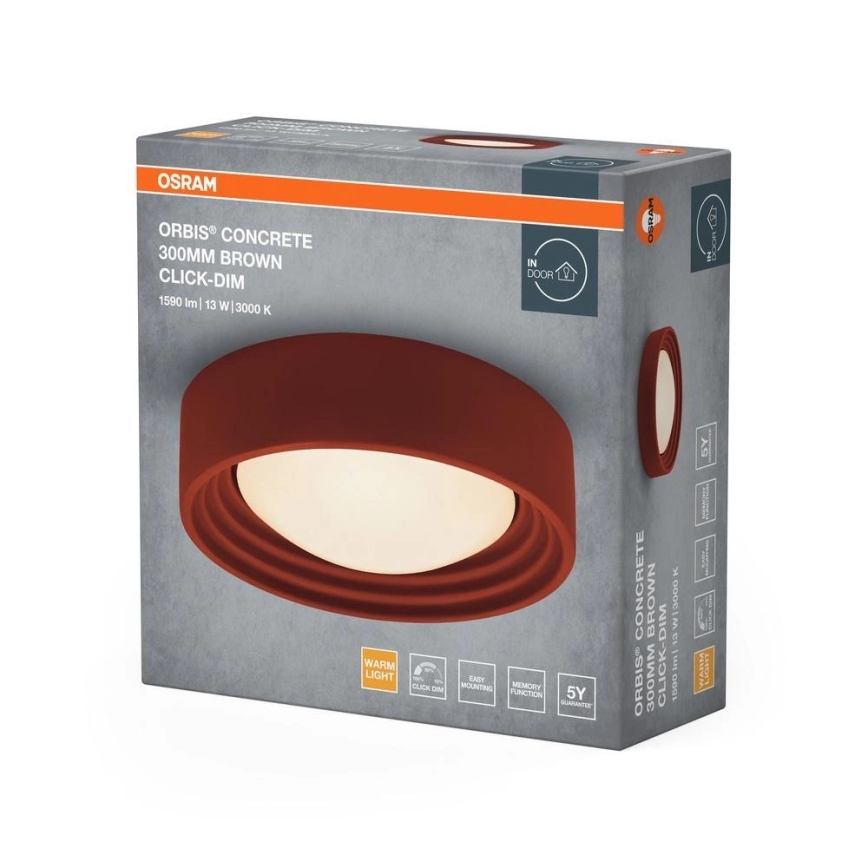 Osram - LED stropna svetilka z možnostjo zatemnitve ORBIS CONCRETE LED/13W/230V Ø 30 cm rjava/beton