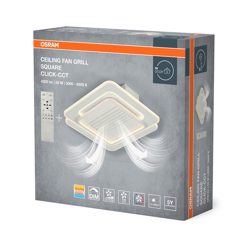 Osram - LED zatemnljivo stropno svetilo s ventilatorjem CEILING FAN LED/55W/230V 3000-6500K belo + daljinski upravljalnik
