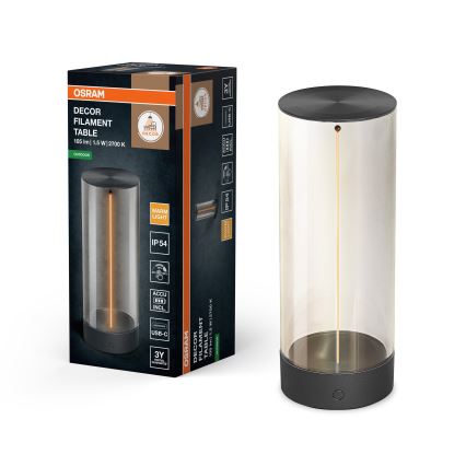 Osram - LED namizna svetilka na dotik za zunanjo uporabo z možnostjo zatemnitve ENDURA STYLE LED/1,5W/5V 2500 mAh USB IP54 antracit