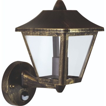 Osram - Zunanja stenska svetilka s senzorjem TRADITION UP 1xE27/60W/230V IP44 patina/zlata