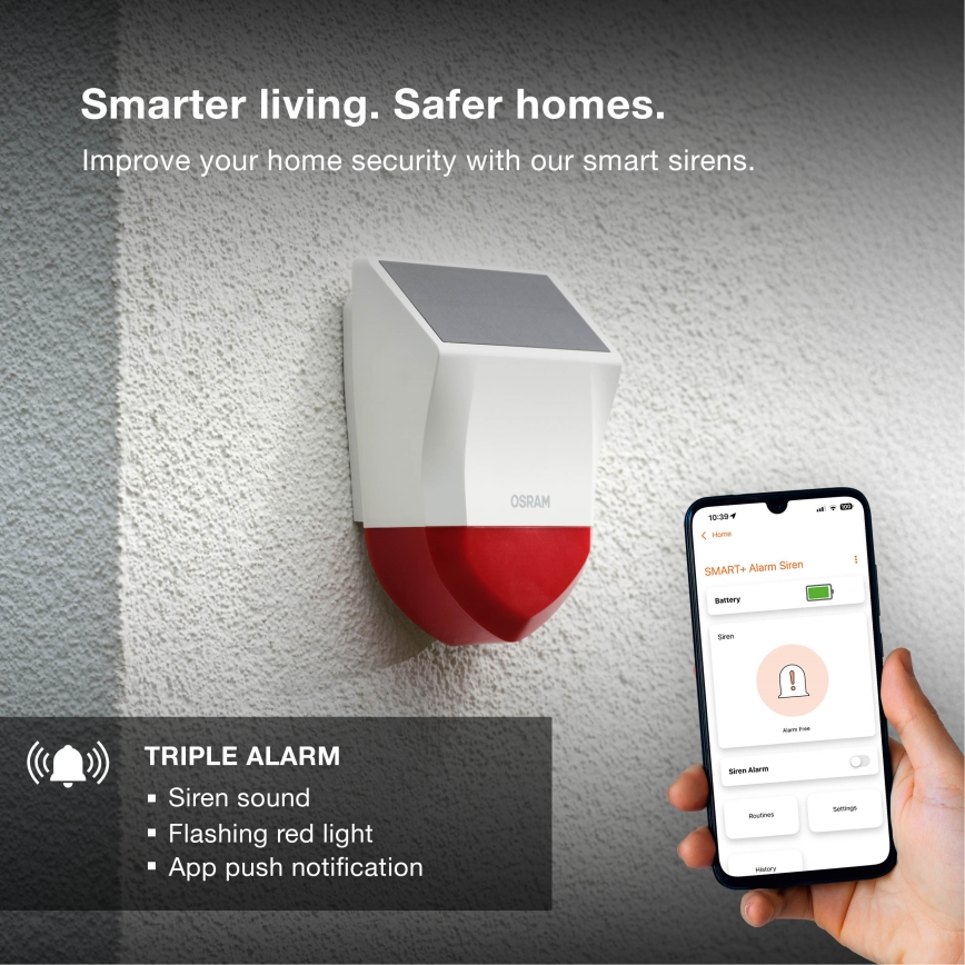 Osram - Zunanji solarni alarm SMART+ 5V IP65 Wi-Fi