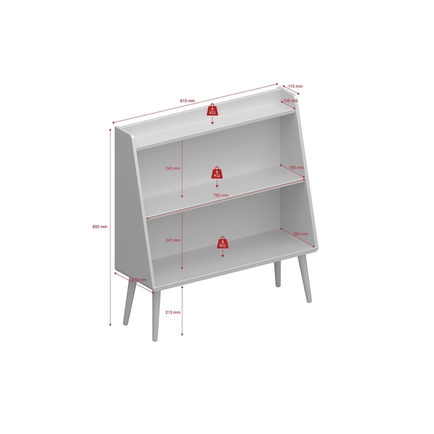 Otroška knjižna omara GAIA 80x81,3 cm turkizna/hrast