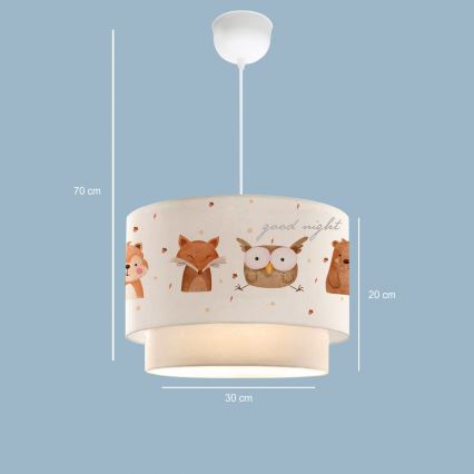 Otroška luč CANDY 1xE27/40W/230V bela/rjava