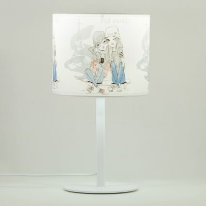 Otroška namizna svetilka GIRLS VIBES 1xE27/60W/230V premer 18 cm Paris