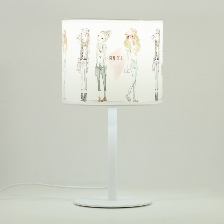 Otroška namizna svetilka GIRLS VIBES 1xE27/60W/230V, premer 18 cm, za deklice