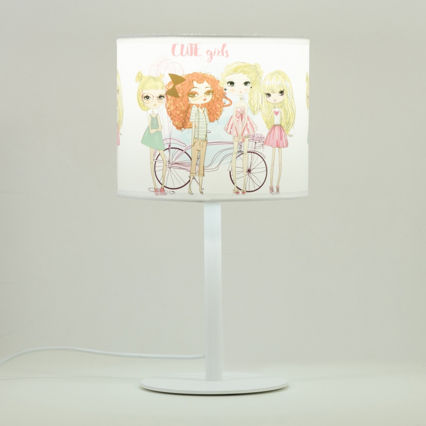 Otroška namizna svetilka GIRLS VIBES 1xE27/60W/230V Ø 18 cm za deklice