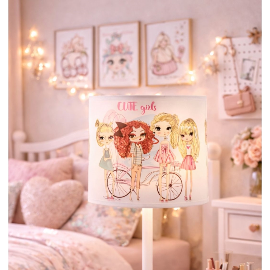Otroška namizna svetilka GIRLS VIBES 1xE27/60W/230V Ø 18 cm za deklice