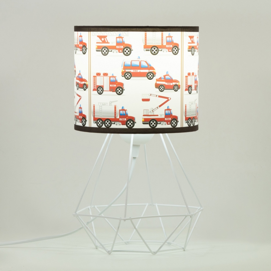 Otroška namizna svetilka KIDS ROOM 1xE27/60W/230V, premer 18 cm, gasilski motiv
