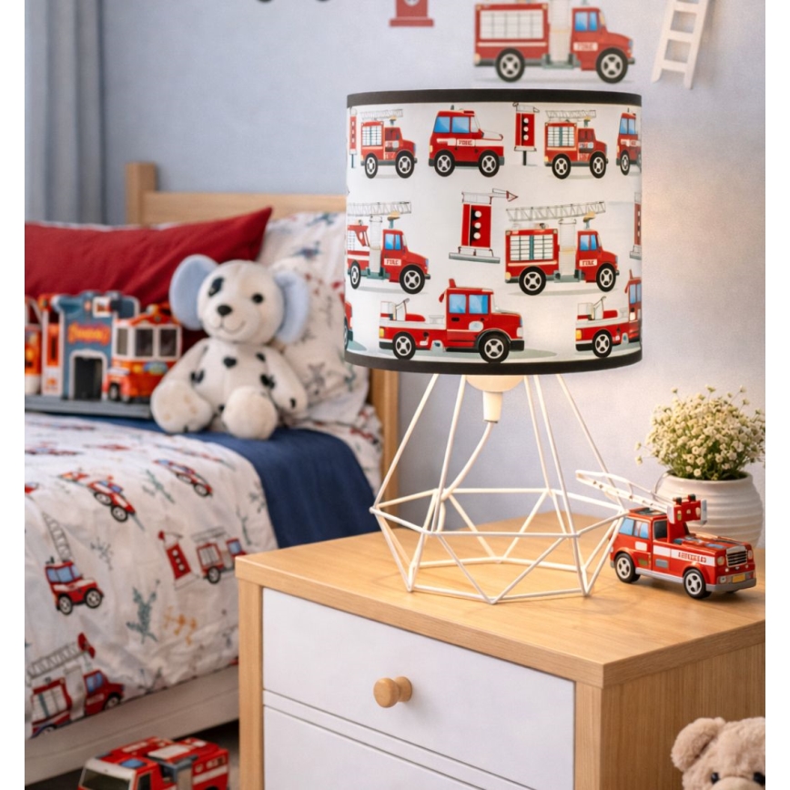Otroška namizna svetilka KIDS ROOM 1xE27/60W/230V, premer 18 cm, gasilski motiv