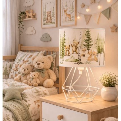 Otroška namizna svetilka KIDS ROOM 1xE27/60W/230V, premer 18 cm, z motivom živali