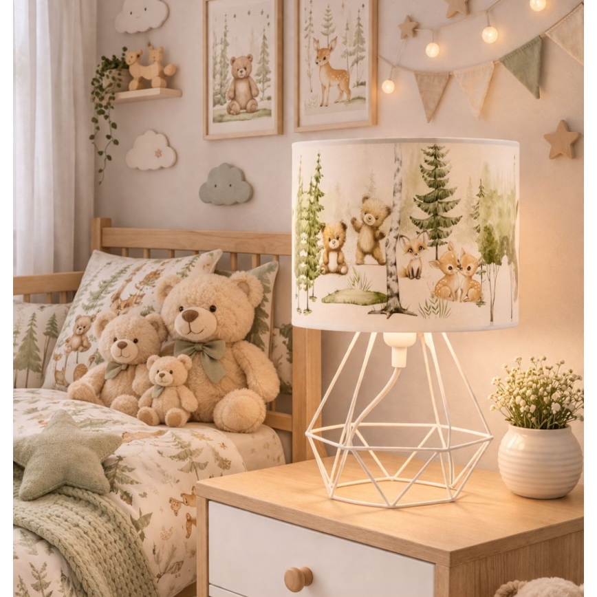 Otroška namizna svetilka KIDS ROOM 1xE27/60W/230V, premer 18 cm, z motivom živali