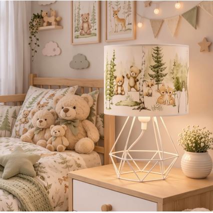 Otroška namizna svetilka KIDS ROOM 1xE27/60W/230V, premer 18 cm, z motivom živali