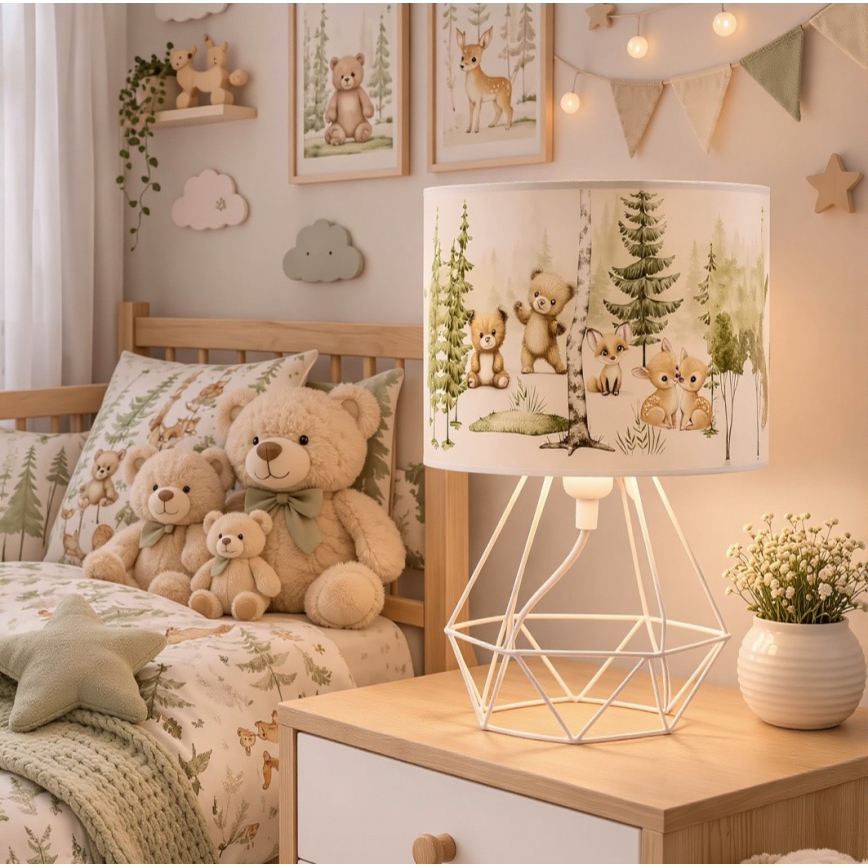 Otroška namizna svetilka KIDS ROOM 1xE27/60W/230V, premer 18 cm, z motivom živali